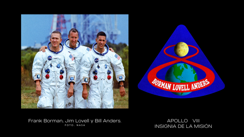 La tripulación e insignia de Apollo VIII